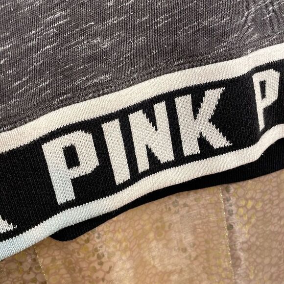 PINK Victorias Secret cowl neck black/gray sweatshirt, size XS - Picture 2 of 5